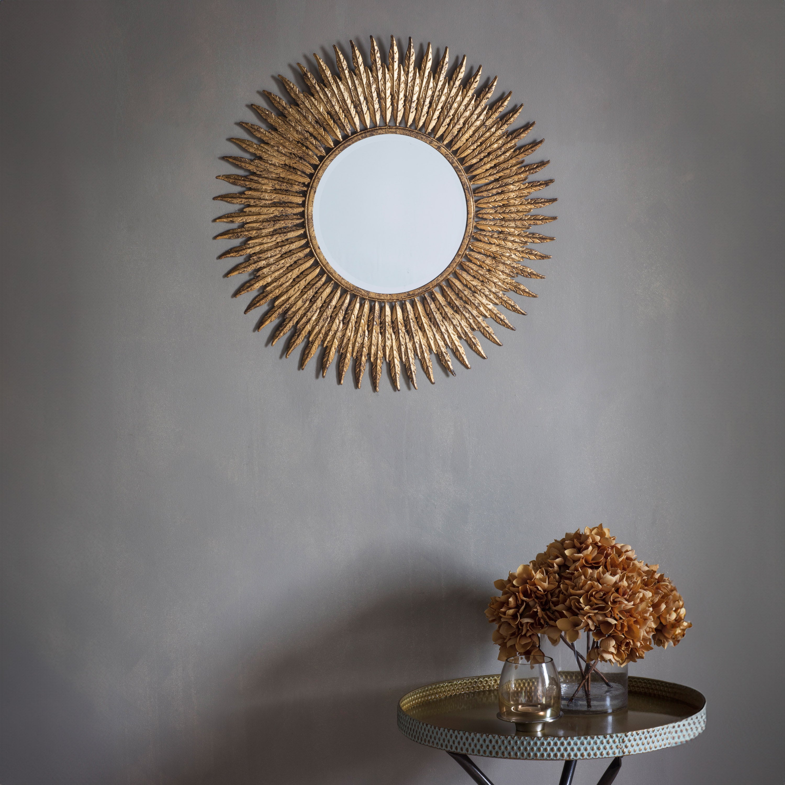 Gold Quill Feather Wall Mirror